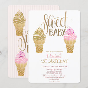 Glitter Ice Cream Macaroons gestreept op zaterdag Kaart