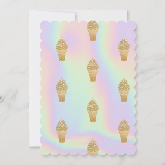 Glitter Ice crème Holographic Birthday Kaart (Achterkant)