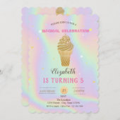 Glitter Ice crème Holographic Birthday Kaart (Voorkant / Achterkant)