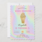 Glitter Ice crème Holographic Birthday Kaart (Voorkant)