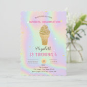 Glitter Ice crème Holographic Birthday Kaart (Staand voorkant)