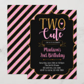 Glitter Ik ben twee cute feest uitnodiging (Voorkant / Achterkant)