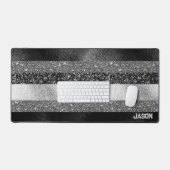 Glitter in zwart en zilver bureaumat (Keyboard & Muis)