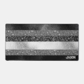 Glitter in zwart en zilver bureaumat (Voorkant)