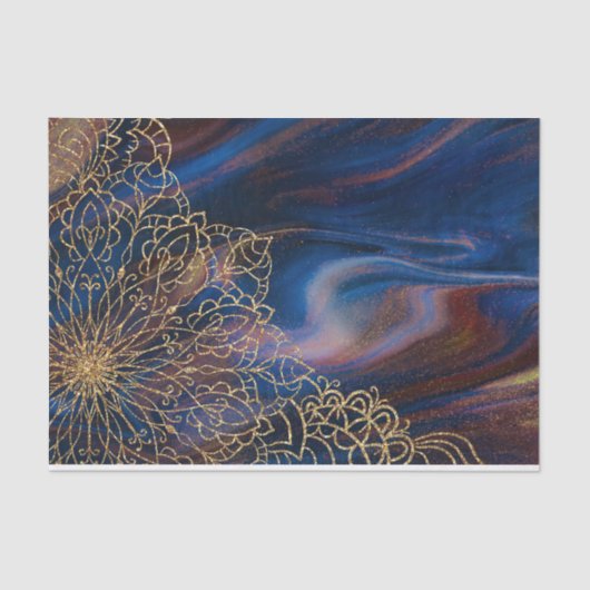 Glitter Indian Hand Drawn Ornamental Decoupage Tissuepapier (Voorkant)