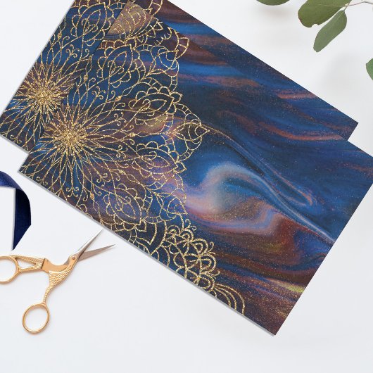 Glitter Indian Hand Drawn Ornamental Decoupage Tissuepapier