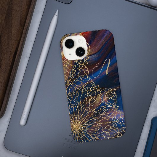 Glitter Indian Hand Drawn Ornamental Monogrammen iPhone Hoesje