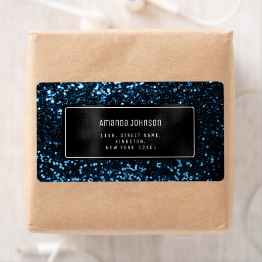 Glitter ingelijst Blauwe Marine RSVP Adres Boutiqu Etiket (Insitu)