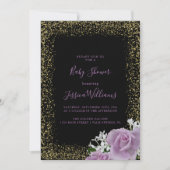 Glitter ingelijst Lila Rozen Baby shower Party Kaart (Voorkant)