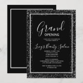 Glitter ingelijst zwart-wit Grand Opening Kaart (Voorkant / Achterkant)