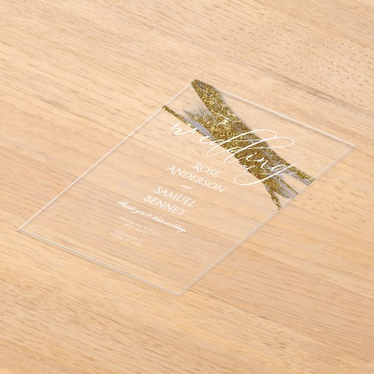 Glitter Ink Transparent Acrylic Invitation Acryl Uitnodigingen (Laagn)