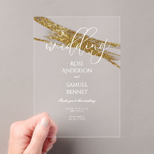 Glitter Inkt Transparante Acrylaat Uitnodiging (Insitu (Draagbaar))