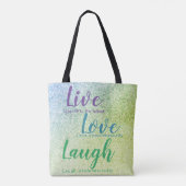 Glitter Inspireren Live Liefde Lach Blauw Groen Pa Tote Bag (Achterkant)
