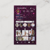 Glitter Instagram donker Paars Visitekaartje (Voorkant)