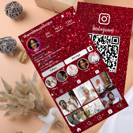 Glitter Instagram Rode QR Code Social Media Visitekaartje