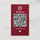 Glitter Instagram Rode QR Code Social Media Visitekaartje (Achterkant)