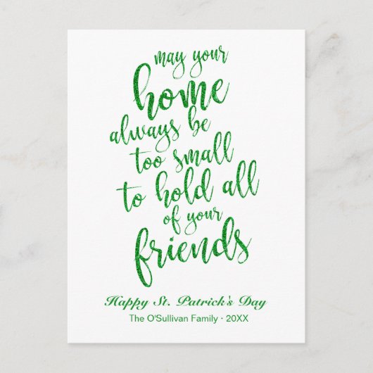 Glitter Irish Blessing St. Patrick's Day Briefkaart (Voorkant)