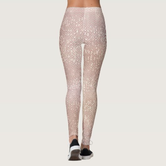 Glitter Ivory Brush Faux Pink Rose Gold Sparkly Leggings (Achterkant)