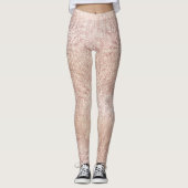 Glitter Ivory Brush Faux Pink Rose Gold Sparkly Leggings (Voorkant)