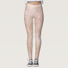 Glitter Ivory Brush Faux Pink Rose Gold Sparkly Leggings