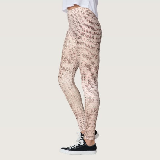 Glitter Ivory Brush Faux Pink Rose Gold Sparkly Leggings (Links)