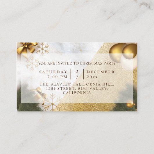 Glitter jaar en kerstfeestdag voor marmer informatiekaartje (Achterkant)