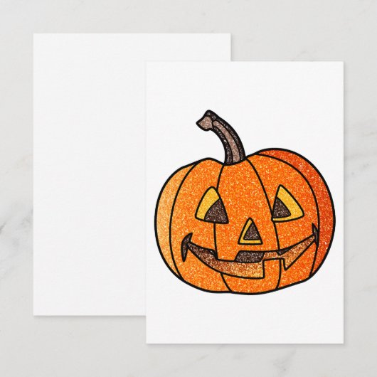 Glitter Jack O'Lantern Bedankkaart (Voorkant / Achterkant)