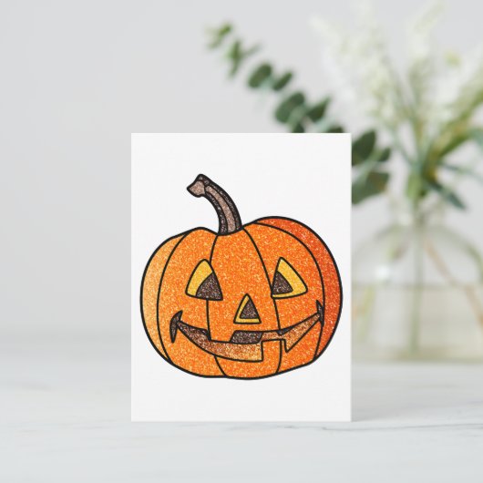 Glitter Jack O'Lantern Briefkaart (Staand voorkant)