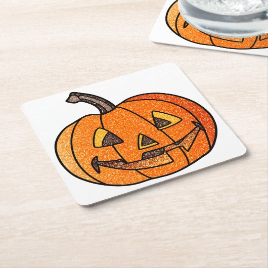 Glitter Jack O'Lantern Kartonnen Onderzetters (Schuin)