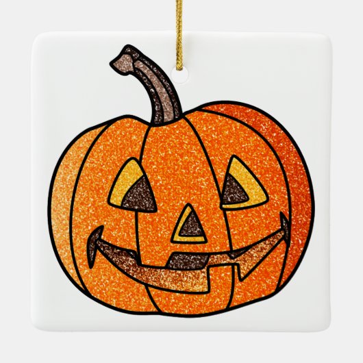 Glitter Jack O'Lantern Keramisch Ornament (Achterkant)
