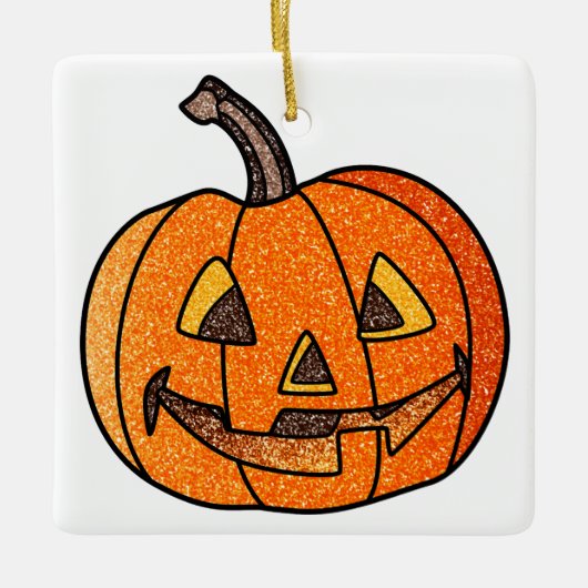 Glitter Jack O'Lantern Keramisch Ornament (Voorkant)