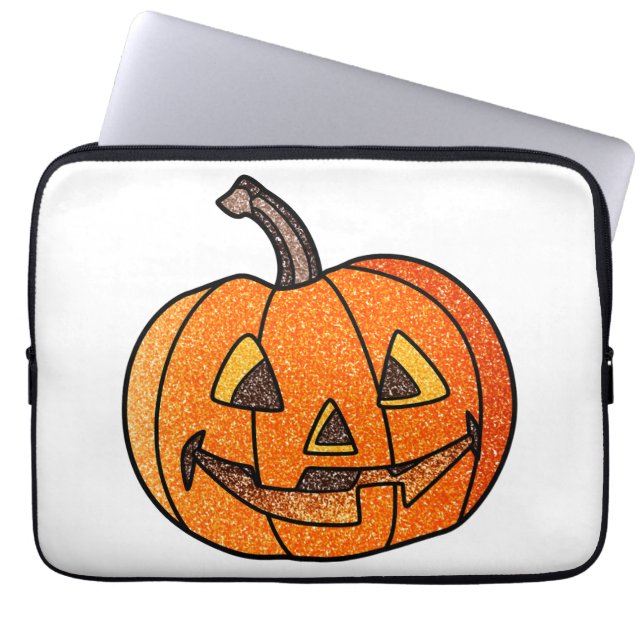 Glitter Jack O'Lantern Laptop Sleeve (Voorkant)