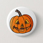 Glitter Jack O'Lantern Ronde Button 5,7 Cm (Voorkant)