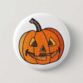 Glitter Jack O'Lantern Ronde Button 5,7 Cm