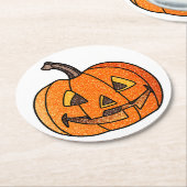 Glitter Jack O'Lantern Ronde Kartonnen Onderzetter (Gebogen)