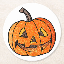 Glitter Jack O'Lantern Ronde Kartonnen Onderzetter