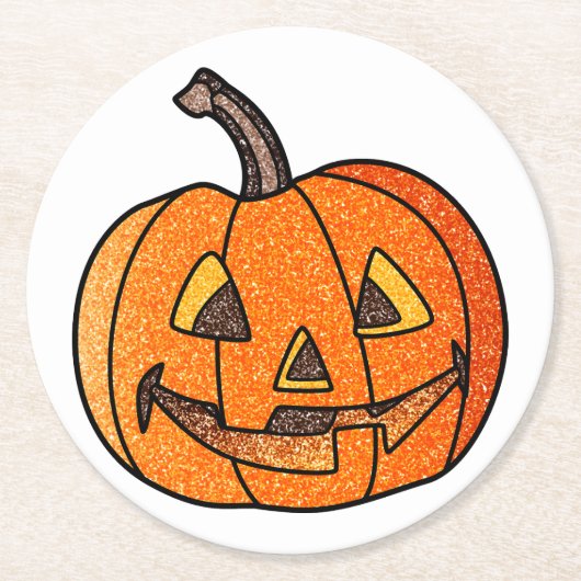 Glitter Jack O'Lantern Ronde Kartonnen Onderzetter (Voorkant)