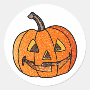 Glitter Jack O'Lantern Ronde Sticker