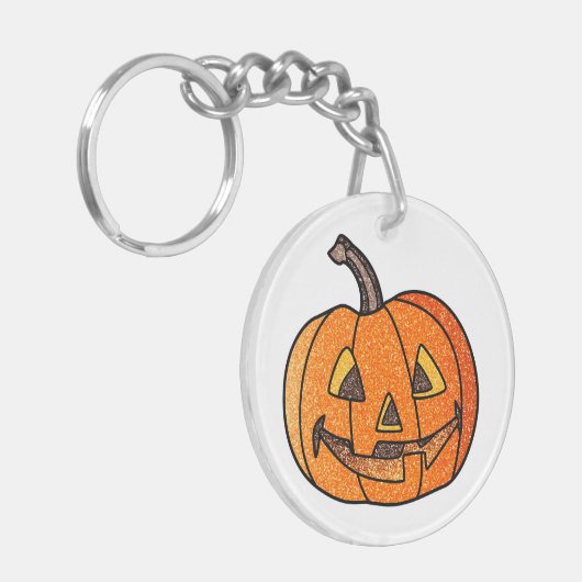 Glitter Jack O'Lantern Sleutelhanger (Voorkant Links)