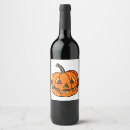 Glitter Jack O'Lantern Wijn Etiket