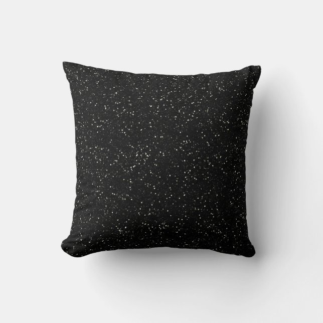 Glitter Jeweled Black Silver Sparkle Stijlvolle Fa Kussen (Voorkant)