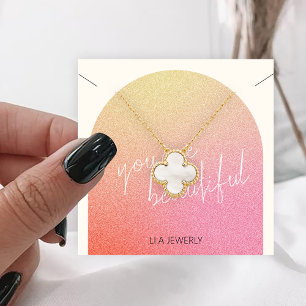 Glitter Jewerly Ketting Display Roze vierkant Vierkante Visitekaartje