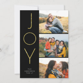 Glitter JOY 3 Gestapelde foto's Feestdagenkaart