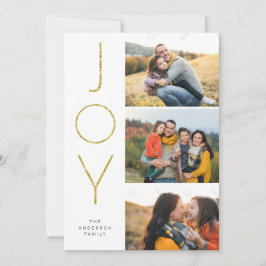 Glitter JOY 3 Gestapelde Pix Feestdagenkaart