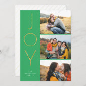 Glitter JOY 3 Gestapelde pixels Feestdagenkaart (Voorkant / Achterkant)