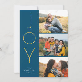 Glitter JOY 3 Gestapelde pixels Feestdagenkaart