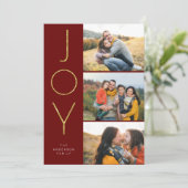Glitter JOY 3 Gestapelde pixels Feestdagenkaart (Staand voorkant)