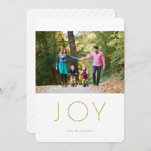 Glitter JOY Foto Kerstkaart (Voorkant / Achterkant)