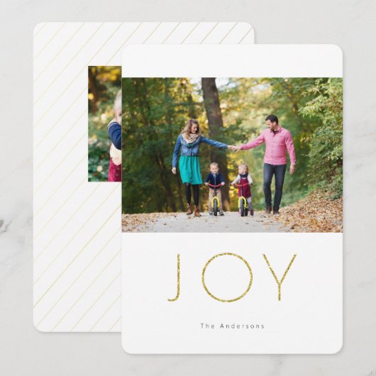 Glitter JOY Foto Vakantie Kaart (Voorkant / Achterkant)