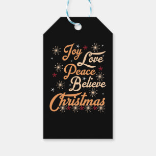 Glitter Joy Love Peace Beleef Kerstmis Cadeaulabel